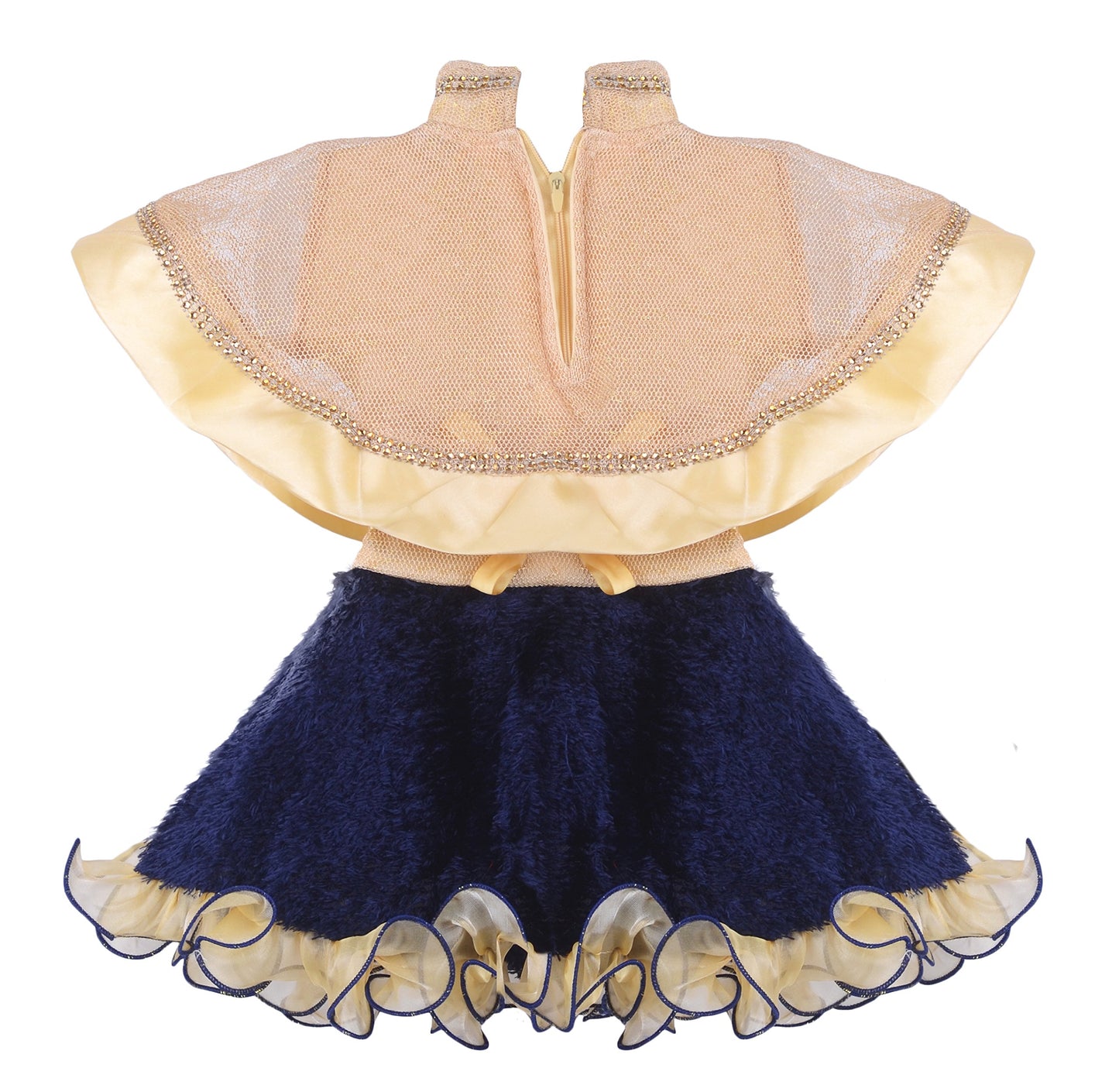 Blue Cotton Blend Dress For Girls