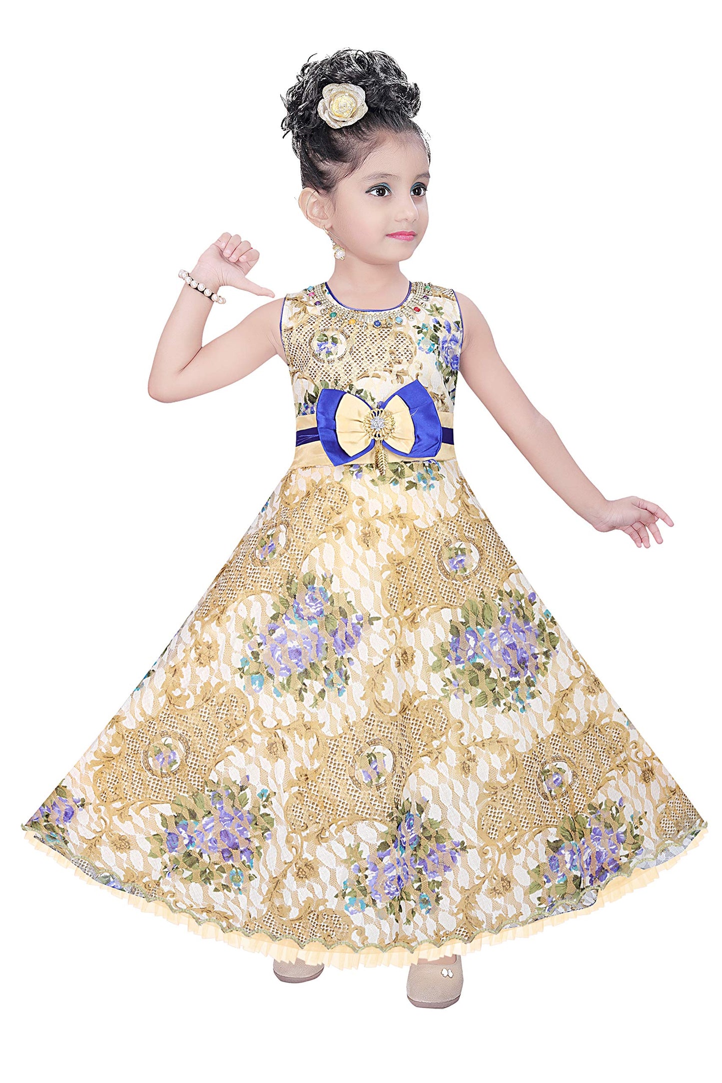 Blue Net Dress For Girls