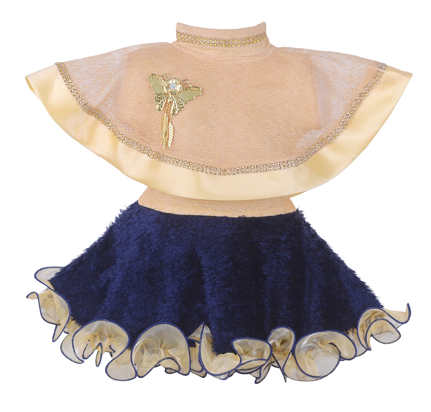Blue Cotton Blend Dress For Girls