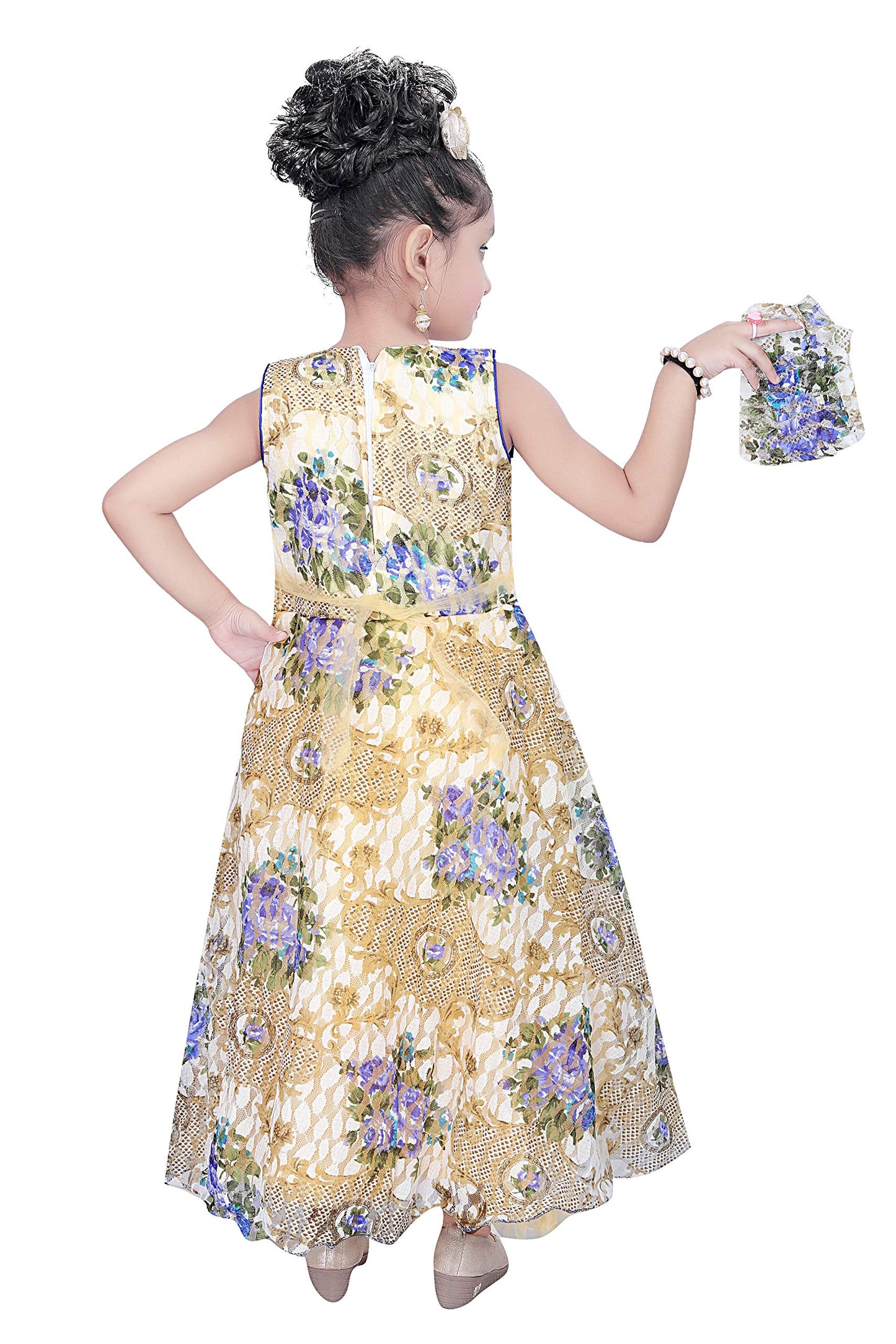 Blue Net Dress For Girls