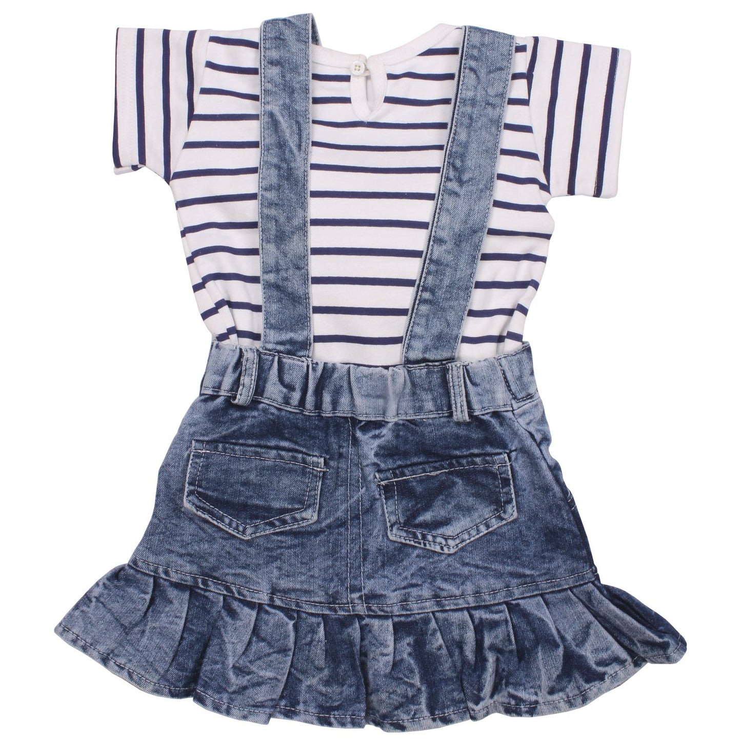 Blue Denim Dungree Dress For Girls