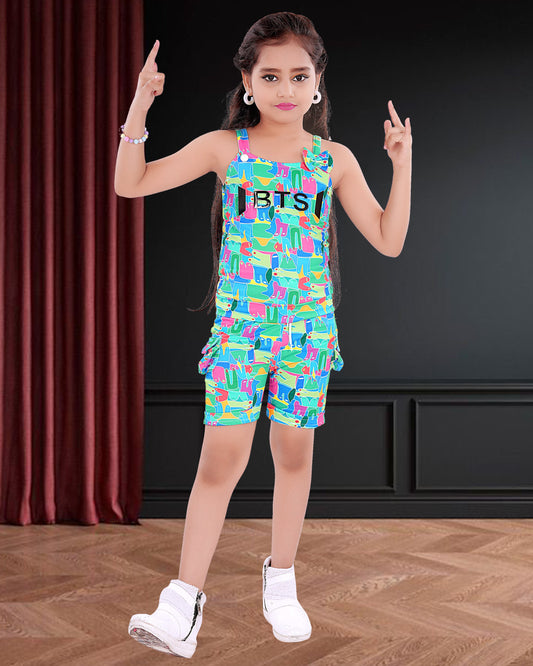Multi Coloured Bow  Cotton Blend  Top With Shorts For Girls.
